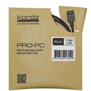 Kordz PRO SlimCat™ Cat6 Patch Cords BeltPAK Black (10 pack)